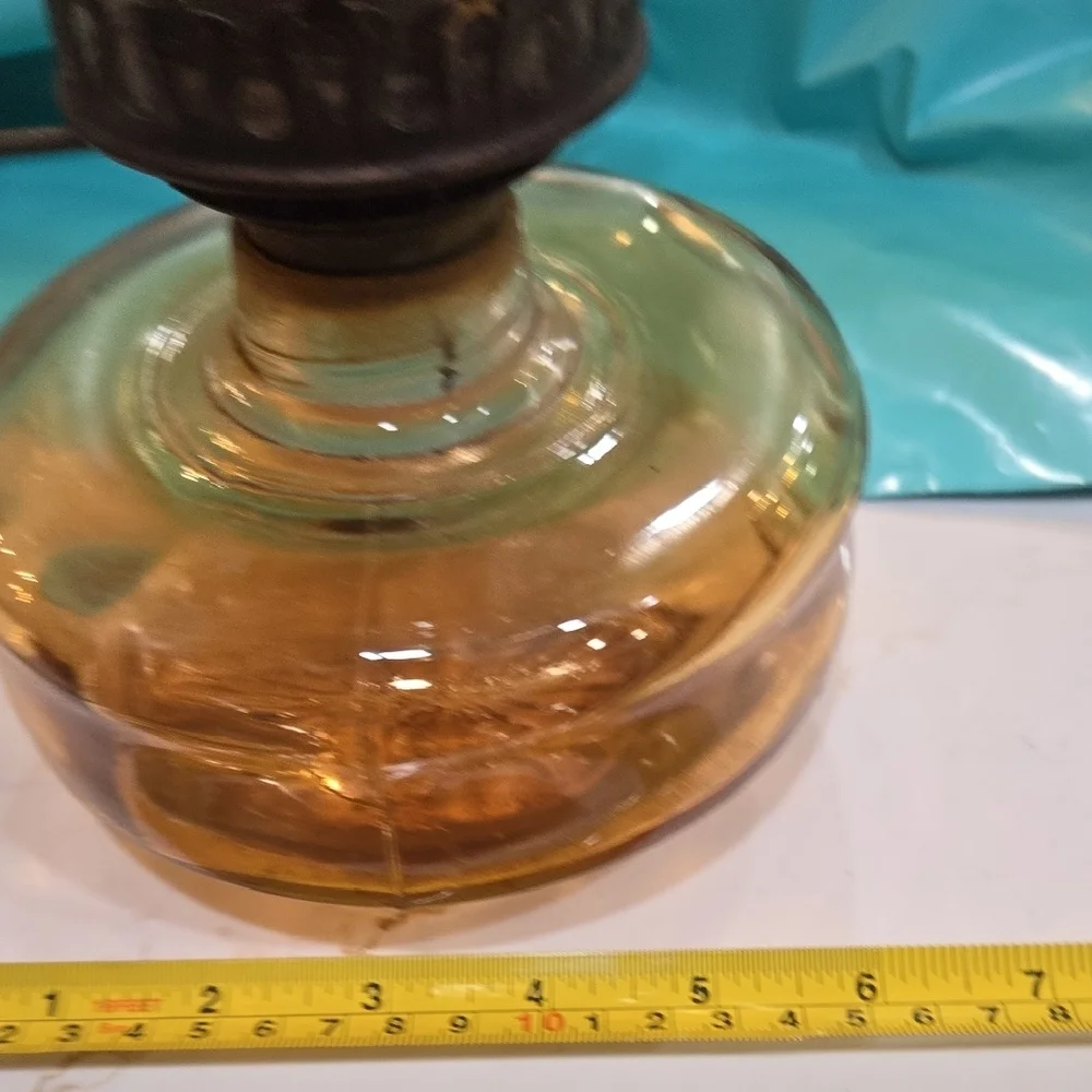 Source Unknown Glass Lantern with Amber Base